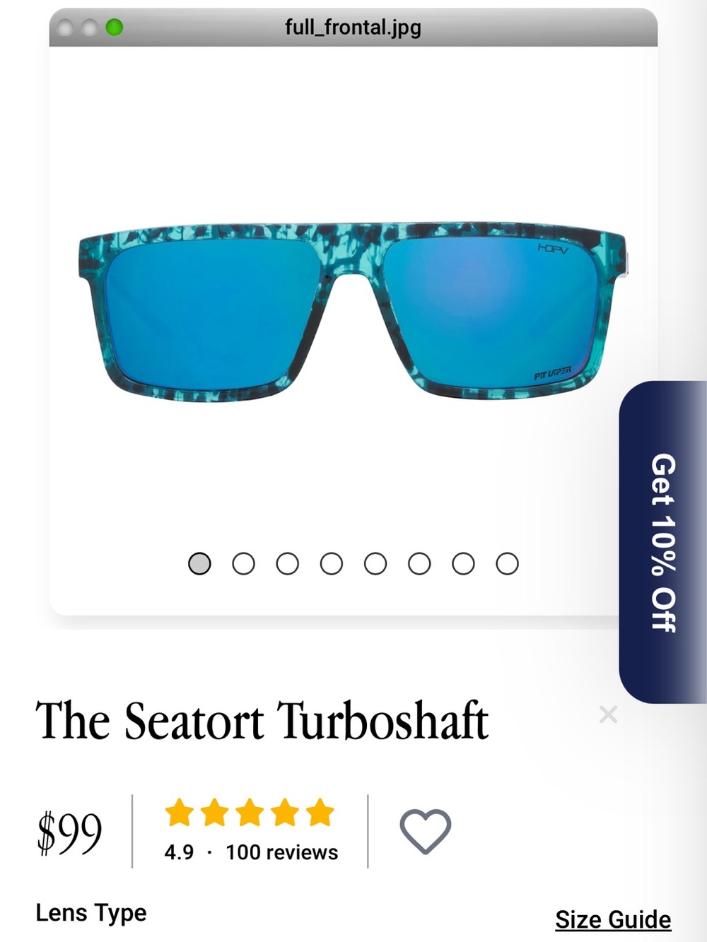Pit Viper Teal Tortoise Frame with Blue Mirrored Lenses Sunglasses Turboshaft